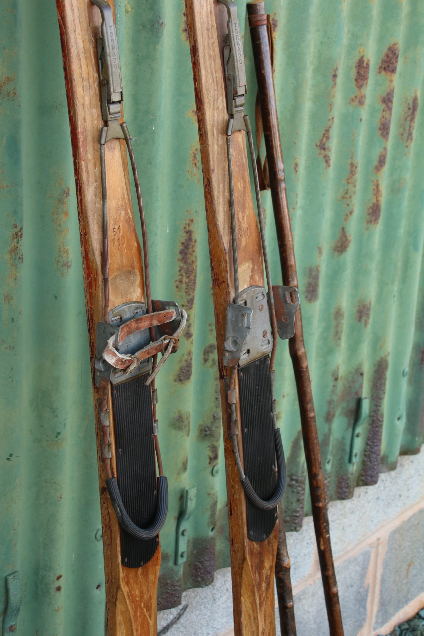 Vintage Wooden Skis #51 - Image 5