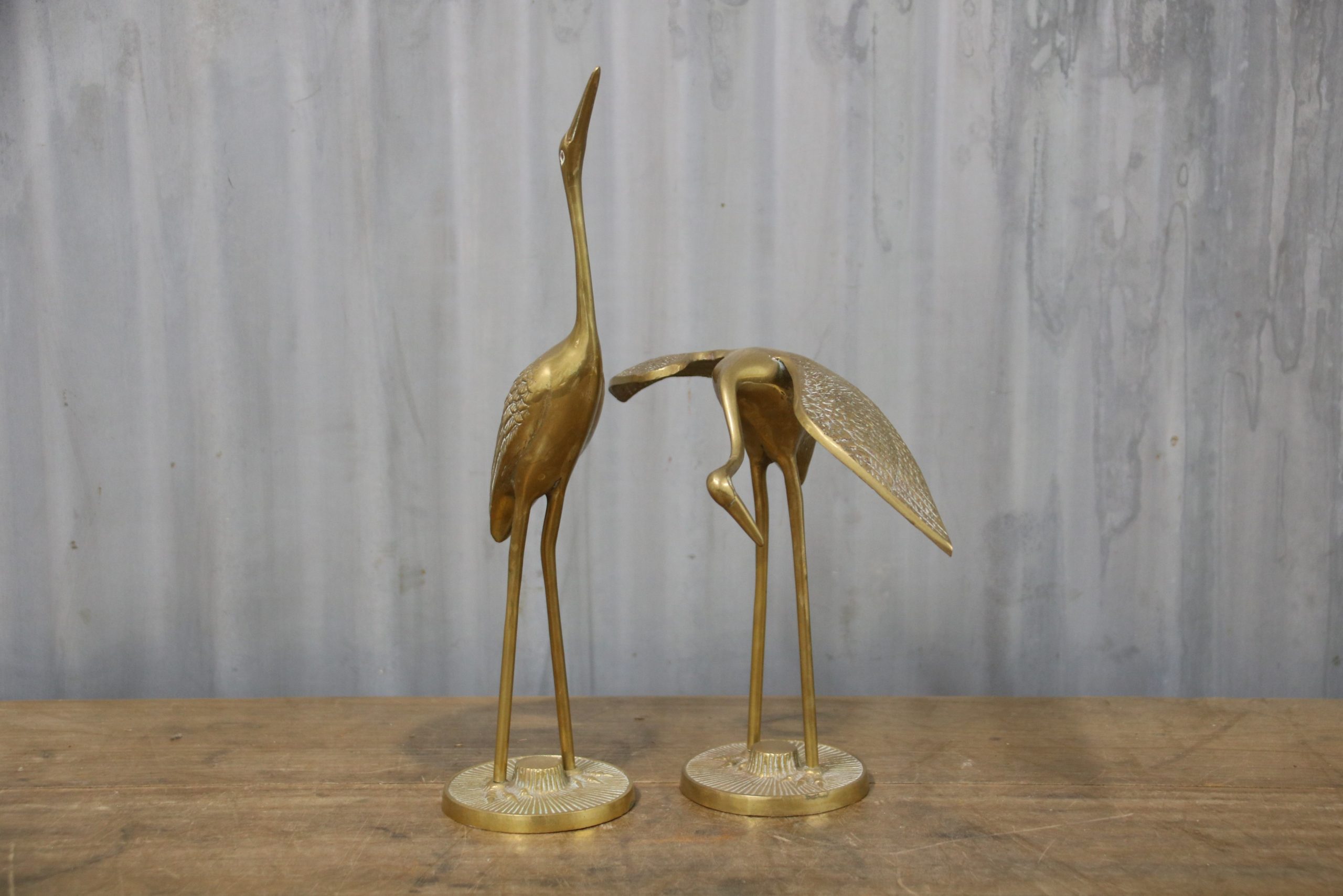 Pair of Brass Herons